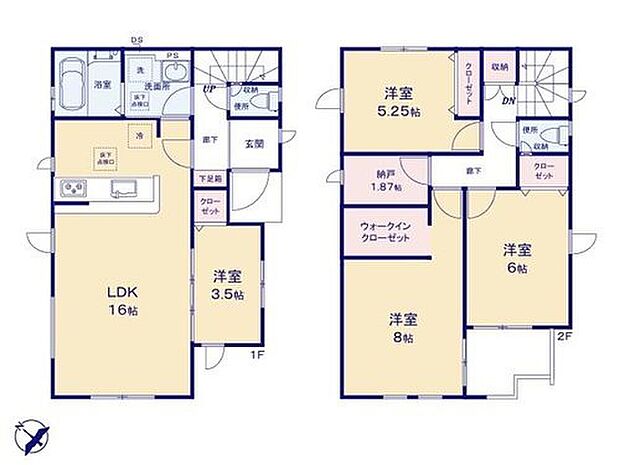 【4LDK】◆まとまった水回り設計♪家族みんなが動きやすい回遊動線の間取り
◆全室収納付き♪8帖の主寝室にはWICもあります
◆収納や書斎としても利用できる1.8帖のストレージルーム♪
