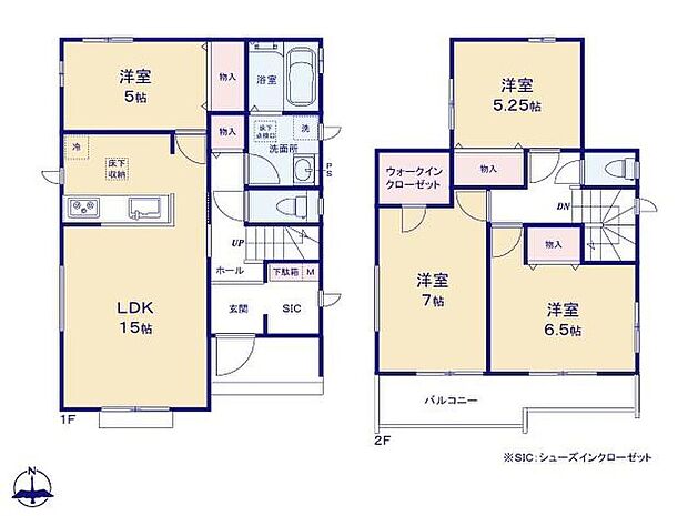 【4LDK】◆広くて明るい南向きのＬＤＫ♪
◆お料理しながらリビングが見渡せる対面キッチン
◆お部屋すっきり全室収納付き♪主寝室にはＷＩＣもあります