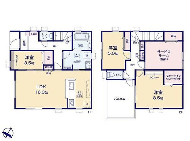 【3LDK+S】◆生活動線に配慮した回遊動線の間取り
◆リビングが見渡せる対面キッチン
◆お部屋すっきり全室収納付き
◆大きな荷物も収納できる便利なストレージルーム（納戸）もあります
◆明るい南向きのバルコニー