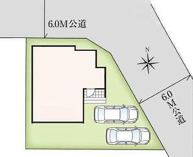 【全体区画図】◆南桜井駅まで徒歩21分
◆敷地広々40.71坪！
◆前面６ｍ道路の開放感ある角地
◆カースペース並列２台分
◆陽当たり良好◆閑静な住宅街