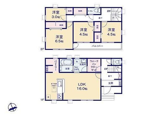 【4LDK】◆快適でゆとりある生活を楽しめる4LDKプラン
◆玄関と洗面所の2方向から出入りできる便利なWIC
◆お部屋すっきり全室収納付き♪キッチンにパントリーなど収納豊富な間取り