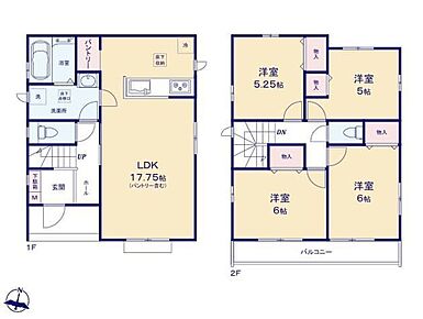 ◆４LDK＋パントリー＋カースペース２台
◆お料理しながらリビングが見渡せる対面キッチン
◆お部屋すっきり全室収納付き
◆明るい南向きのパントリー
◆お掃除しやすい全室フローリング 