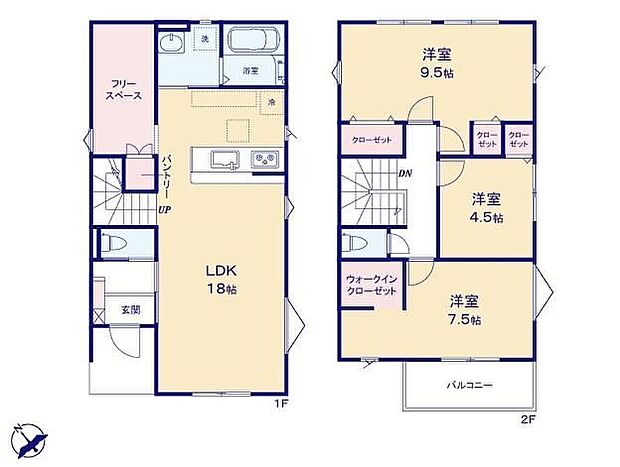 【3LDK】◆食洗機標準装備の対面キッチン◆動きやすいまとまった水回り◆広々18帖のLDK♪キッチン横には多用途に使える便利なフリースペース付き◆4LDK可変型(工事有償)◆陽当たり良好♪南向きバルコニー