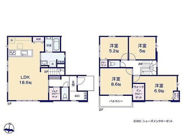【4LDK】◆食洗機標準装備の対面キッチン
◆広くて明るい18.6帖のLDK
◆可動棚付き♪ゆったり広めの洗面室
◆玄関にはSICやファミリークロークがありすっきり片付きます
◆南向きの明るいバルコニー