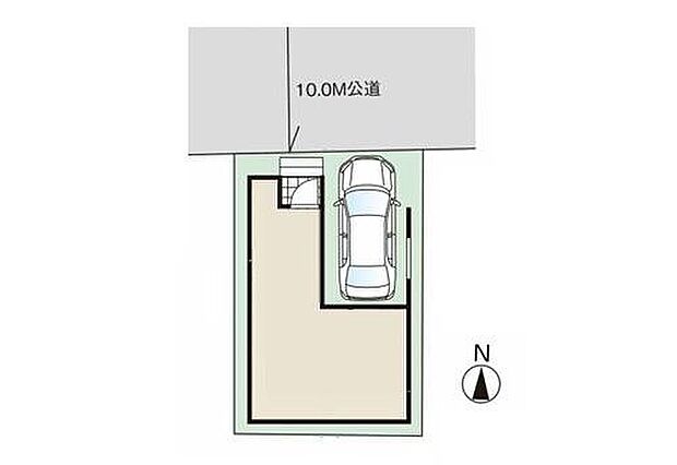 【全体区画図】◆前面10ｍ道路に面した開放感のある好立地
◆雨風からお車を守るビルトイン車庫
◆新田駅まで徒歩20分、４号バイパスが近いのでお車のアクセスも良好です