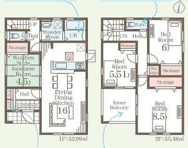 (1号棟)、価格2490万円、4LDK、土地面積265.84m2、建物面積108.47m2