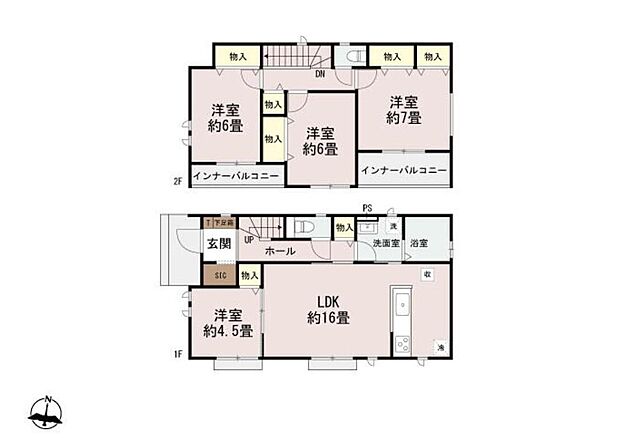 (A号棟)、価格3390万円、4LDK、土地面積197.82m2、建物面積107.23m2
