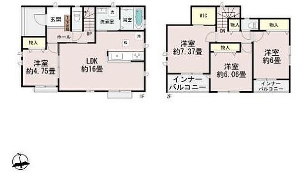 【4LDK】各居室に収納完備♪
主寝室にはWIC完備でお部屋をスッキリとお使い頂けます!