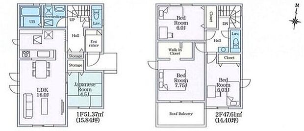 【4LDK】南向きの明るいお住まい♪
隣り合う和室を開放すれば、ひときわ広々とした空間になるリビングダイニング。各居室に収納も完備♪