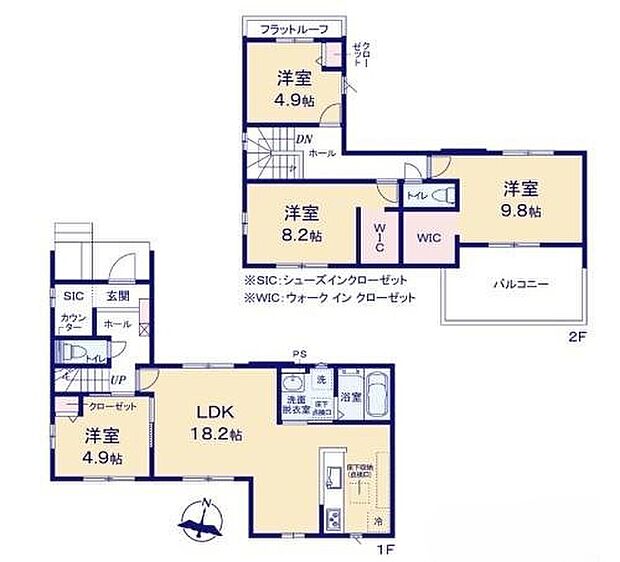 【4LDK】南向きの明るく開放的な4LDK♪
WICやシューズクロークなど大型収納も充実!