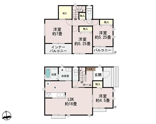 【4LDK】陽光あふれる全室南向きの邸宅です。約16帖の広々LDKに洋室が隣接し使い勝手良好♪
インナーバルコニーは雨の日でも安心♪
水回り集約で移動の手間を減らし、毎日の家事負担の軽減♪
