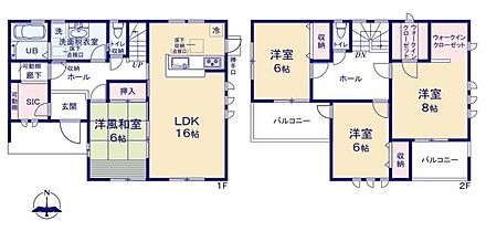 ☆全室6帖以上の4LDK！広くて使いやすい間取りです☆玄関には広々SIC、主寝室には大収納の2つのWICも完備♪南側に設置された2つのバルコニーは暖かい陽光たっぷり降り注ぎ洗濯に快適♪ 
