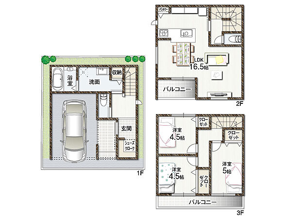 【参考プラン】
■敷地面積/約53.31m2(約16.12坪)
■建延面積/約83.83m2(約25.35坪)