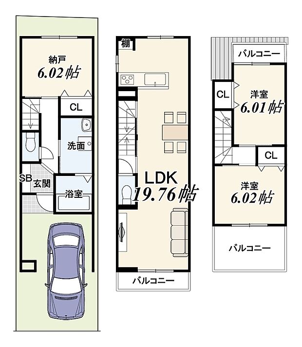 【新築参考プランA】
建物価格1899万円/建物面積89.53m2