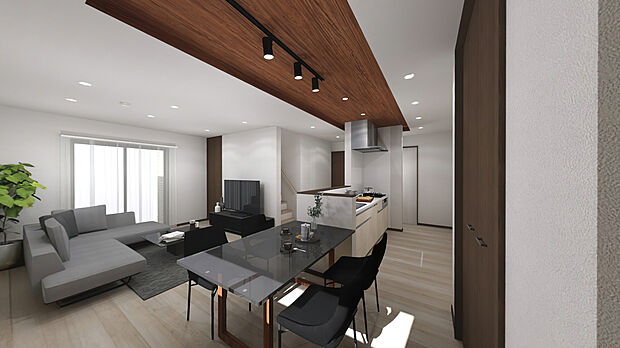 【6号地】イメージパース/リビング
広々LDK20帖!
アイランドキッチンなので、ぐるっと回り込める動線で、家事や配膳もスムーズ!