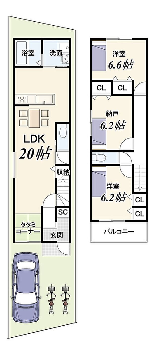 【新築参考プランB】建物価格1948万円、建物面積91.57m2