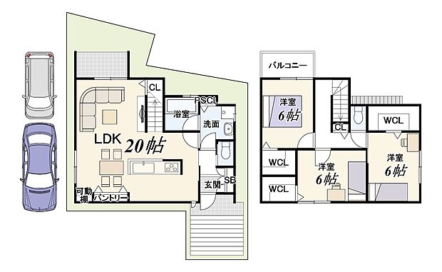 【3LDK】駐車2台可!土地36坪超!BBQやお子様のプール遊びができるお庭付き!