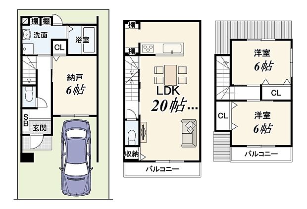 【新築参考3階建てプラン】建物価格:1999万円 建物面積:92.56m2