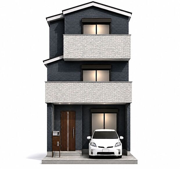 【イメージパース（新築参考3階建てプラン）】間取り図を基に作成したイメージパース図です。外構など、ご要望ございましたらお客様に合わせて作成いたします