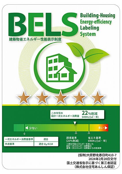 ＼最大級評価取得！！／
「BELS(ベルス)」取得の省エネ住宅！