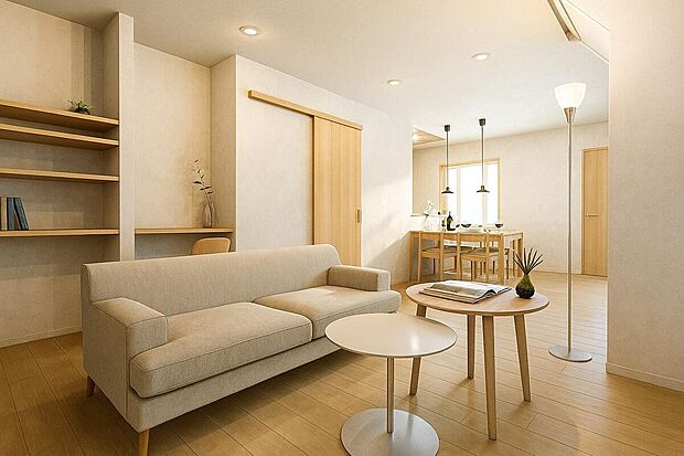 【ダイニング】
ゆったり20帖超のリビング!ご家族そろってお過ごし頂けます♪(※イメージパース)