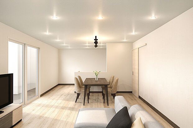 【【イメージパース】】家具を置いても十分な広さの広々21帖超のリビング！