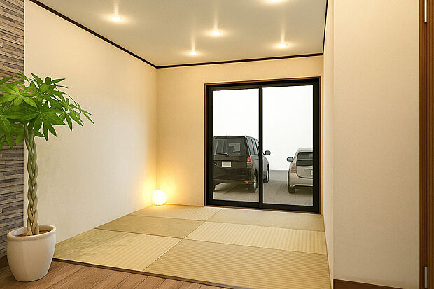 【【イメージパース】】タタミコーナーで家事の合間にホッと一息つける!