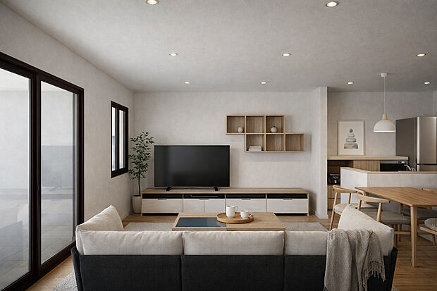 【【イメージパース】※新築参考プランA】ゆったり22帖のリビング!ご家族そろってお過ごし頂けます♪