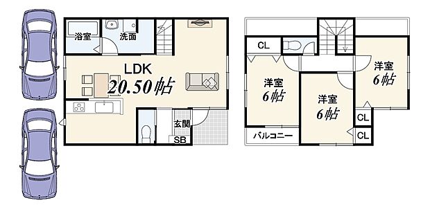 【４号地：新築参考プラン】建物：87.48ｍ2/建物価格：1829万円
B・Cプランもございます！詳しくはスタッフまで