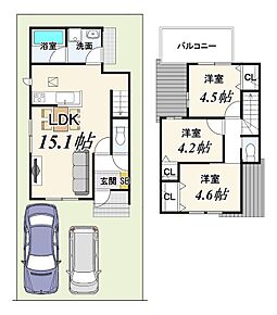 仮測量面積：約85.50ｍ2（25.86坪）
有効土地面積：約85.06ｍ2（25.73坪） 