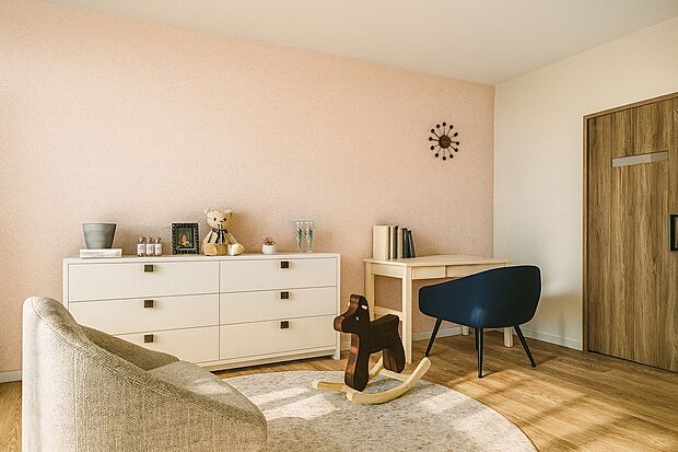 【内観パース図:洋室】家族一人ひとりの大切なプライベート空間。趣味に合わせて使って頂けるようシンプルに仕上げます。