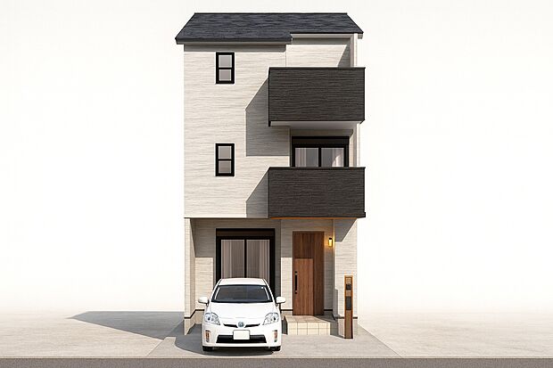 【イメージパース:外観】「こんなお家に住みたい!」を可視化。お客様のご希望の間取りでパースの作成も可能です。(※実際の色味や材質とは異なる場合がございます)