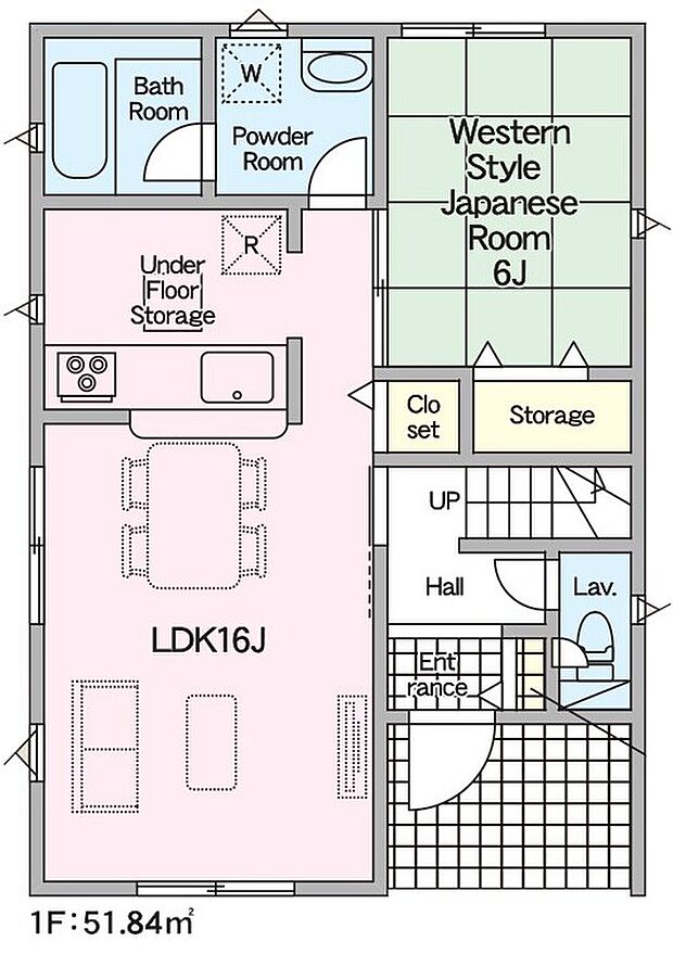 【4LDK+WIC】2号棟　1F　間取図