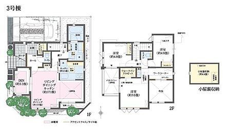 SIC+WIC＋ワークコーナー＋小屋裏収納
※1FLD ※食器棚実装 