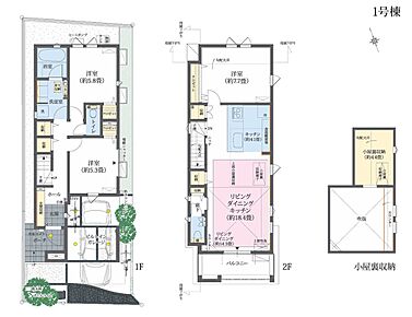＋小屋裏収納
※LD吹抜け※ビルトインガレージ※玄関収納※セキュリティルーム※建物面積にビルトインガレージ面積14.08ｍ2を含む 