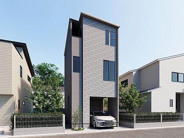 【【完成予想図/外観】】インナーガレージ付き3LDKコンセプトハウスが誕生!「野江内代」駅まで徒歩7分、「関目高殿」駅まで徒歩8分など、複数沿線利用可能な利便性の良い立地です。