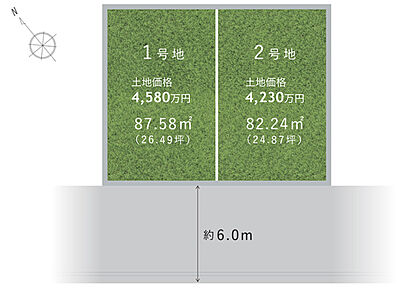 完全自由設計対応の限定2区画。幅員約6.0mの南西道路に面しており、陽光豊かなプランニングが可能です。小中学校、幼保施設、公園が徒歩6分圏内にあり、子育て環境が整っています。 