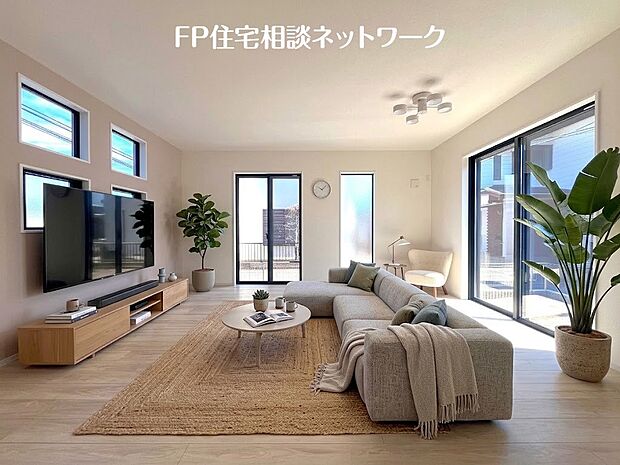 ■リビング■本画像はAIがCGで家具作成しており、実際の現地に家具は設置されておりません。また、販売価格に家具等は含まれておりません。