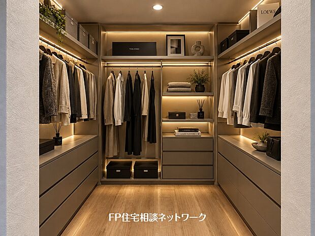 本画像の家具、洋服等はCGイメージで販売価格にも含まれず付帯しません。棚造作、間接照明工事は有償です。