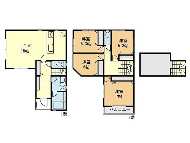 【間取図】5区画 プラン建物価格:2173万円 プラン間取り:4LDK プラン建物面積:101.02平米 土地面積113.12平米