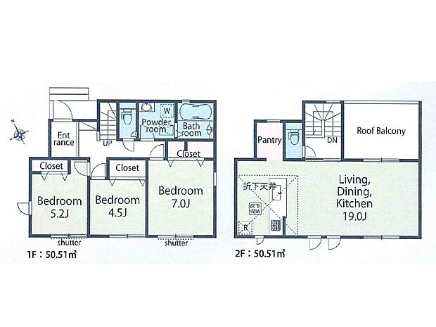 【間取図】建物プラン例(1号地)