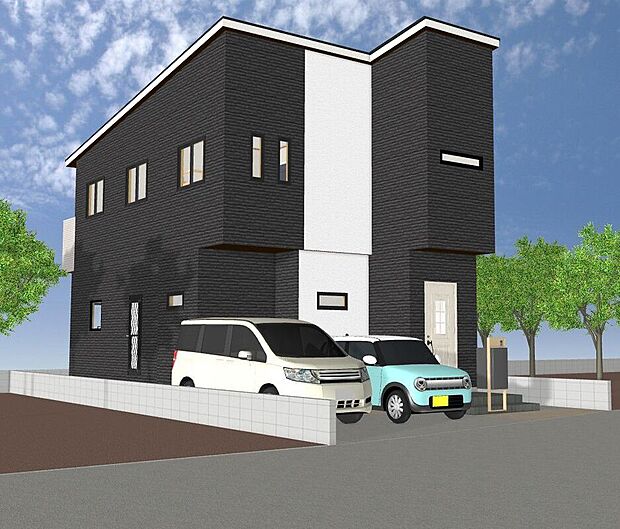 【3号地外観イメージパース図】同じ敷地に違う外観