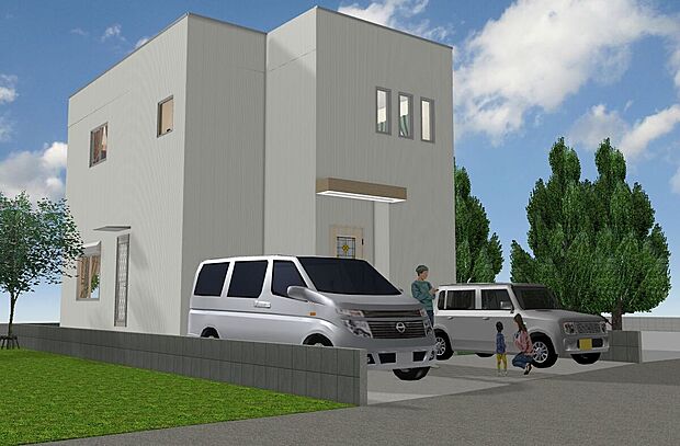 【3号地外観イメージパース図】同じ敷地に違う外観