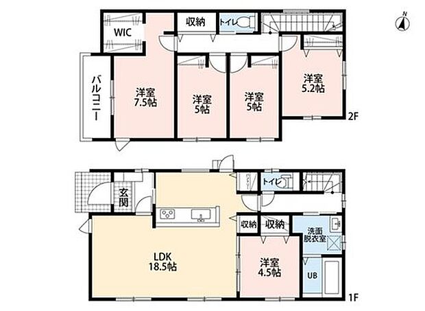 (2号棟)、価格3898万円、5LDK、土地面積225.5m2、建物面積110.95m2