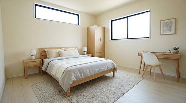 【リビング以外の居室】家具はイメージです。寛ぎの時間を紡ぎだす主寝室は、大型ベッドを置いても余裕の広さを確保しています＾＾

