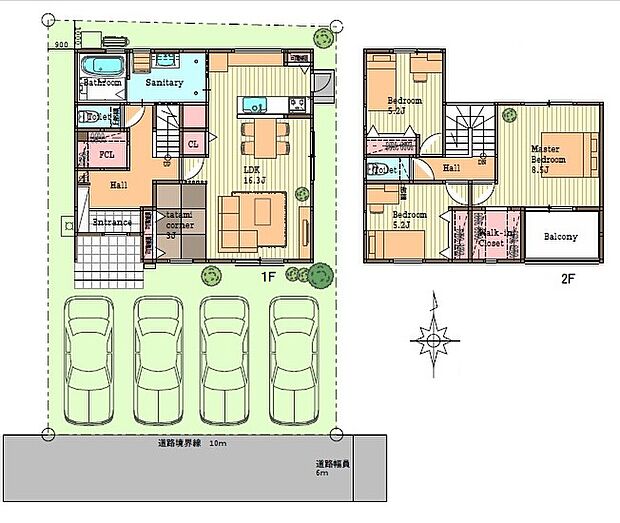 【参考プラン【南側道路】】3SLDK+畳コーナー++ファミリークローゼット+ウォークインクローゼット★P4台可★南玄関プラン■建物面積/102.27m2(30.93坪)
