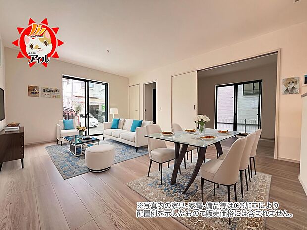 LDK16.2帖 隣接の洋室と合わせると約21帖の大空間に!是非現地でご体感ください(3号棟)