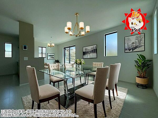 LDK16帖　南東向き2面採光仕様、収納スペース付きのリビングです