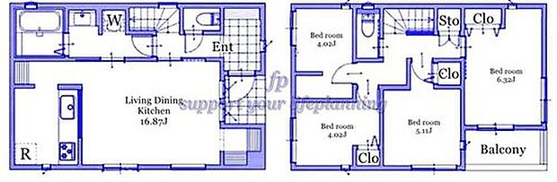（3号棟）価格： 4480万円、間取り： 4LDK、土地面積： 96.38m2、建物面積： 85.7m2　／　南面バルコニー　冷暖房効率の良い玄関階段　備付けカウンター　廊下収納