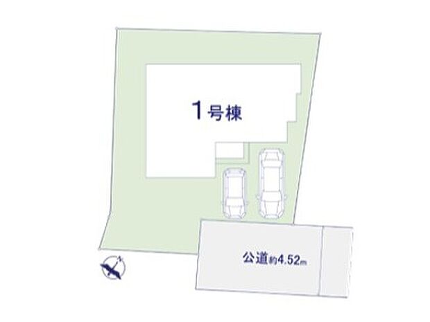 並列2台駐車可能なカースペース（車種によります）。セカンドカー、自転車、物置、お子様の遊ぶスペースとして、ゆとりある敷地だからこそ可能な多用途にご利用いただけるスペースです。